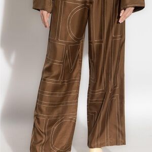 Toteme Monogram Silk Trousers Pants - Size 36